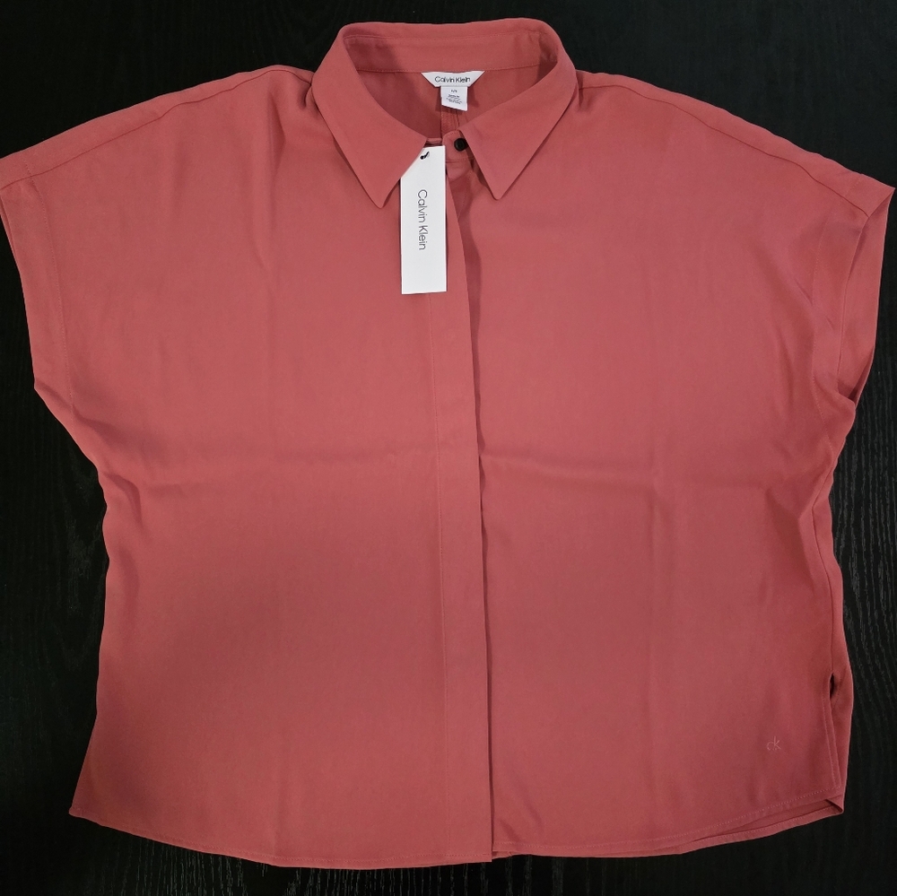 NWT Calvin Klein Women's Coral Button Down Shirt